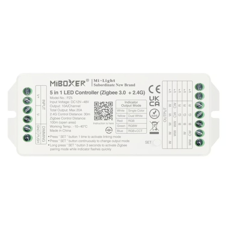 Kontroler taśm LED 5w1 MiBoxer Mi-Light PZ5 Zigbee TUYA RGB RGBW RGB+CCT