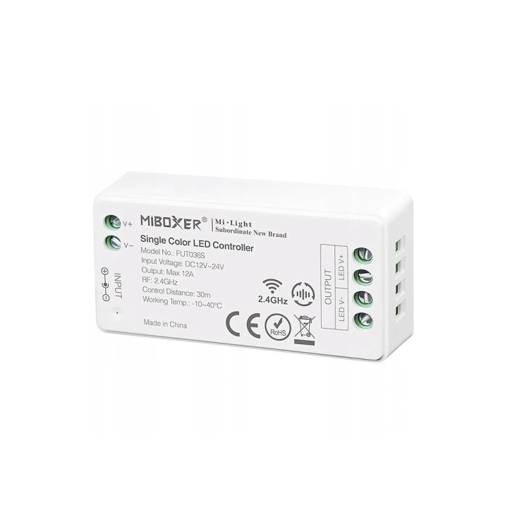 Sterownik LED Milight MiBoxer FUT036S monostrefowy 12A CCT 2,4GHz Sterownik LED Milight MiBoxer FUT036S monostrefowy 12A CCT 2,4GHz