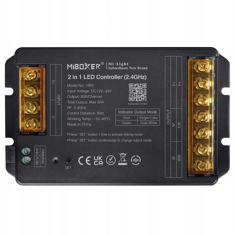 MiBoxer HR2 Kontroler LED 2w1 MONO / CCT 12–48V DC 2.4GHz max 30A MiBoxer HR2 Kontroler LED 2w1 MONO / CCT 12–48V DC 2.4GHz max 30A