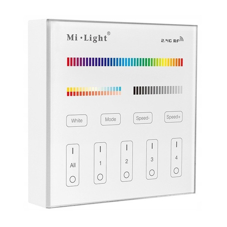 Miboxer B4 Pilot ścienny LED RGB+CCT 4-strefowy 2.4GHz Milight biały Miboxer B4 Pilot ścienny LED RGB+CCT 4-strefowy 2.4GHz Milight biały