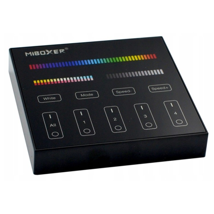 Miboxer B4-B Pilot ścienny LED RGB+CCT 4-strefowy 2.4GHz Milight czarny Miboxer B4-B Pilot ścienny LED RGB+CCT 4-strefowy 2.4GHz Milight czarny
