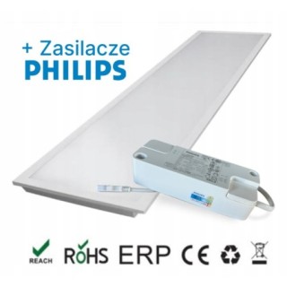 Panel LED prostokąt NATYNKOWY 120 x 30 cm biały 6 SZTUK + zasilacz PHILIPS
