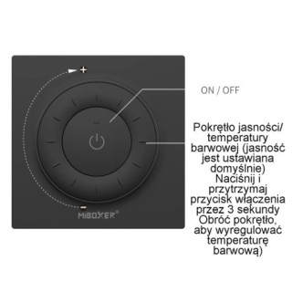 MiBoxer K3-B ścienny pilot LED MONO+CCT 1-strefowy 2.4GHz Czarny