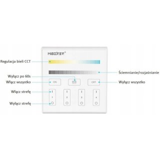 MiBoxer B2 Naścienny pilot taśma LED CCT 4-strefowy panel dotykowy magnes