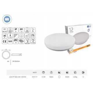 Plafon LED okrągły Anlux 26 x 5,5 cm biały IP44 12W 4000k