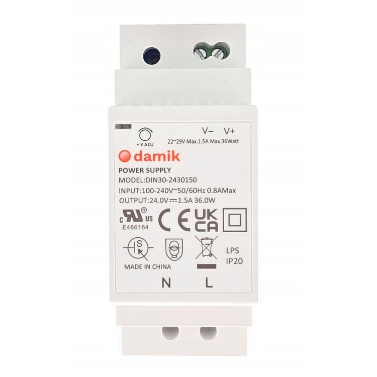 Zasilacz LED na szynę DIN DAMIK DIN30 30W 24V