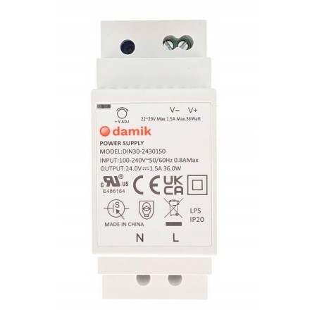 Zasilacz LED na szynę DIN DAMIK DIN30 30W 24V
