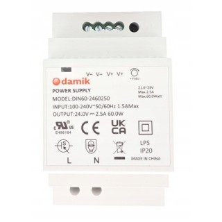 Zasilacz LED DAMIK DIN60 24V 2.5A 60W na szynę DIN