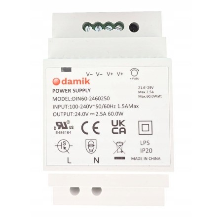 Zasilacz LED DAMIK DIN60 24V 2.5A 60W na szynę DIN