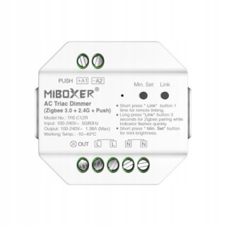 MiBoxer TRI-C1ZR ściemniacz Dimmer Triac AC Zigbee 3.0 + 2.4 GHz RF + PUSH
