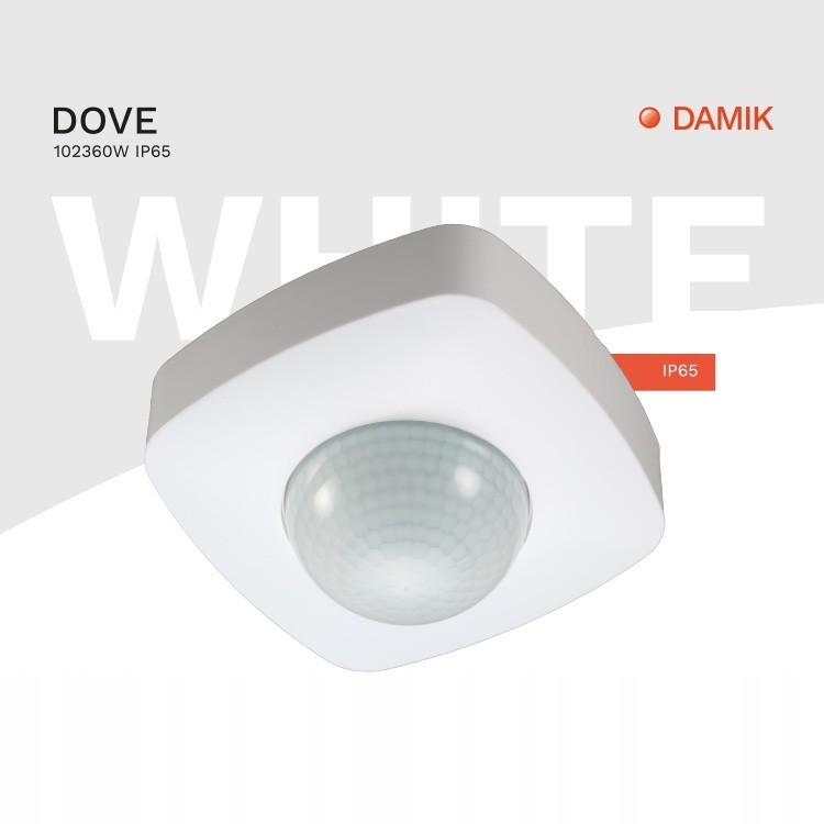 DAMIK Czujnik czujka PIR natynkowy sufitowy Dove 360° 2000W biały IP65