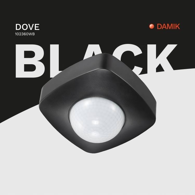 DAMIK Czujnik czujka ruchu PIR natynkowy sufitowy Dove 360° 2000W czarny