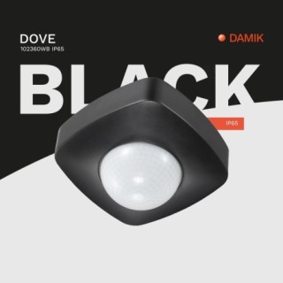 DAMIK Czujnik czujka ruchu PIR natynkowy Dove 360° 2000W czarny IP65