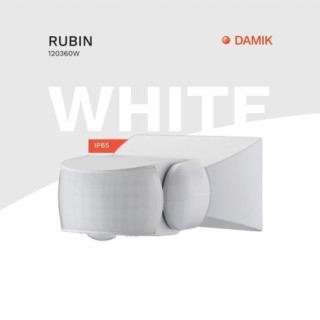 DAMIK Czujnik czujka ruchu PIR natynkowy Rubin 180°/360° 1200W Biały IP65