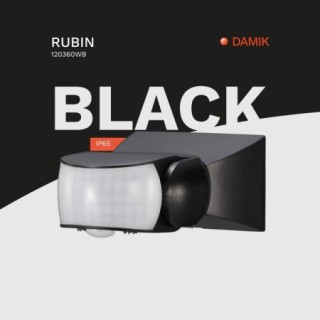 DAMIK Czujnik czujka PIR natynkowy Rubin 180°/360° 1200W Czarny IP65