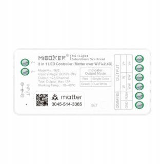 MiBoxer SM2 2w1 Sterownik taśm LED Matter over WiFi 2.4GHz Mono CCT
