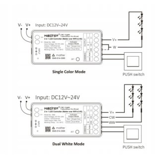 MiBoxer SM2 2w1 Sterownik taśm LED Matter over WiFi 2.4GHz Mono CCT