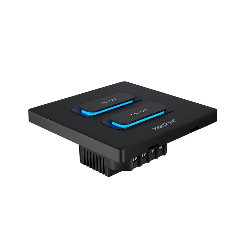 MiBoxer ESW2-B inteligentny przełącznik LED 2-GANG WiFi 2.4GHz Tuya Czarny