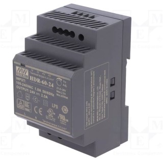 Zasilacz DIN Mean Well HDR-60-24 24V DC 2.5A 60W