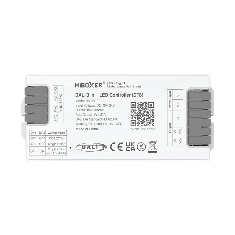 MiBoxer DL2 DALI-2 (DT8) sterownik LED CCT / Single Color 2-kanały NOWOŚĆ