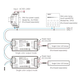MiBoxer DL2 DALI-2 (DT8) sterownik LED CCT / Single Color 2-kanały NOWOŚĆ
