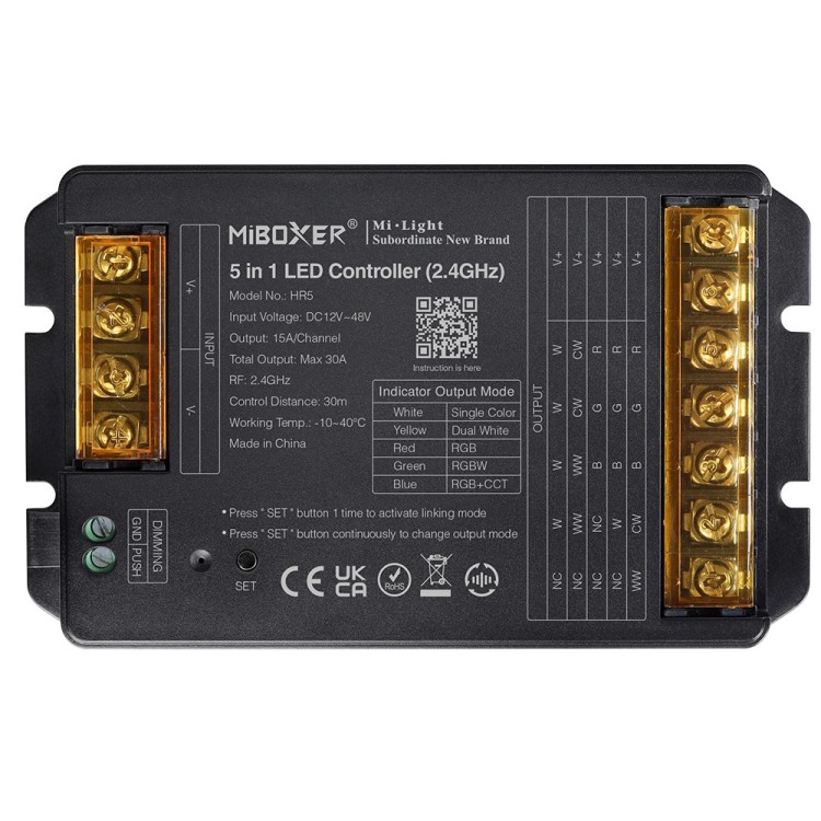 MiBoxer HR5 Kontroler sterownik do LED 5w1 30A 12-48V RGBW RGB+CCT MiLight