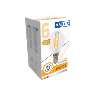 ŻARÓWKA LED FILAMENT OZDOBNA GL 6W E14 230V CIEPŁA BIAŁA ANLUX