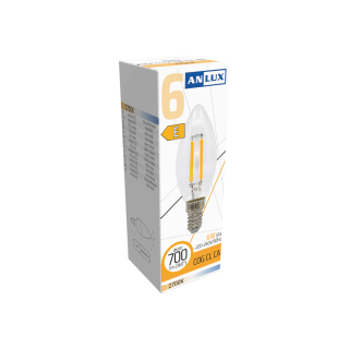 ŻARÓWKA ŚWIECZKA E14 LED FILAMENT OZDOBNA 6W 700lm 2700K ANLUX