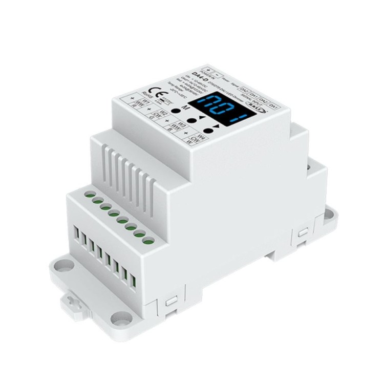 SkyDance DA4-D 4-kanałowy dimmer DALI CV 12–48V DC (DIN Rail, DT6 / DT8)