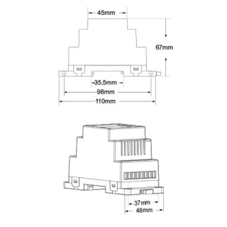 SkyDance DA4-D 4-kanałowy dimmer DALI CV 12–48V DC (DIN Rail, DT6 / DT8)