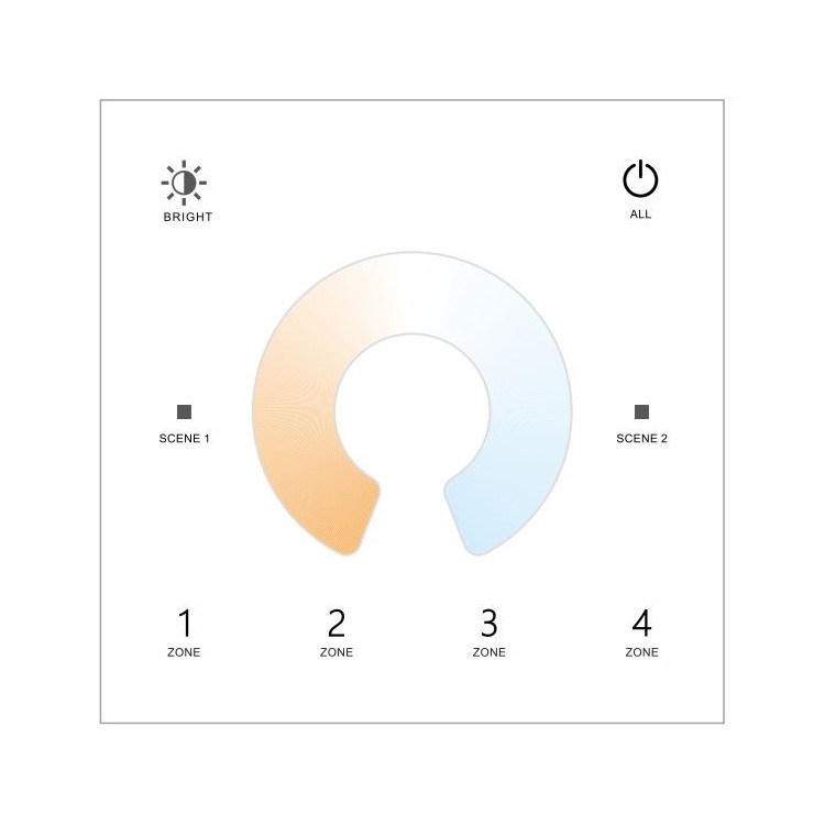 SkyDance TW2-4 W dotykowy panel ścienny CCT RF 2.4GHz, 4 strefy Biały