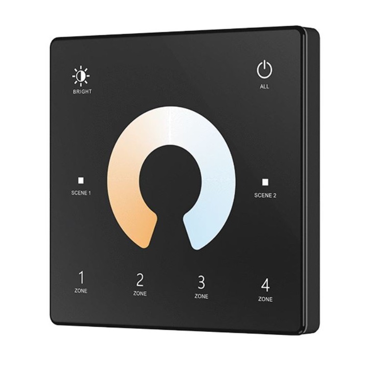 SkyDance TW2-4 B dotykowy panel ścienny CCT RF 2.4GHz, 4 strefy Czarny