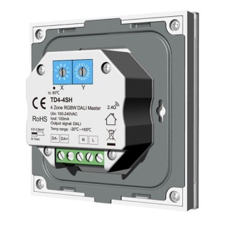 TD4-4SH dotykowy panel ścienny DALI MASTER RGBW 4 strefy, DT6 / DT8 Biały