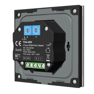 TD4-4SH dotykowy panel DALI MASTER RGBW 4 strefy 2,4G RF DT6 / DT8 Czarny
