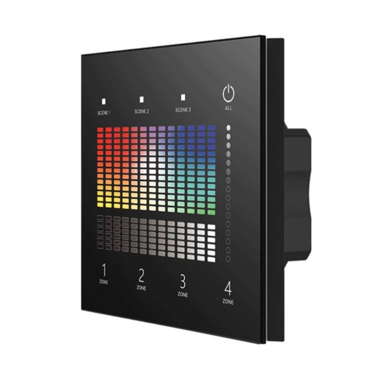 TD4-4SH dotykowy panel DALI MASTER RGBW 4 strefy 2,4G RF DT6 / DT8 Czarny