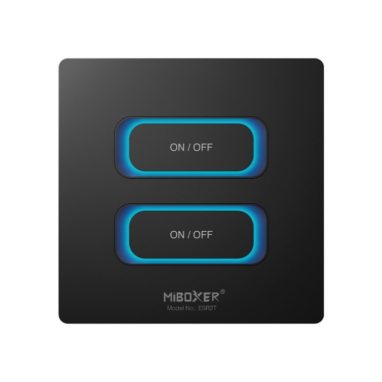 MiBoxer ESR2T-B - Inteligentny przełącznik 2-GANG 2.4GHz + 230V Czarny