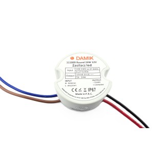 Zasilacz do taśm LED DAMIK 12V 24W dopuszkowy 2A okrągły IP67 Round 12-24