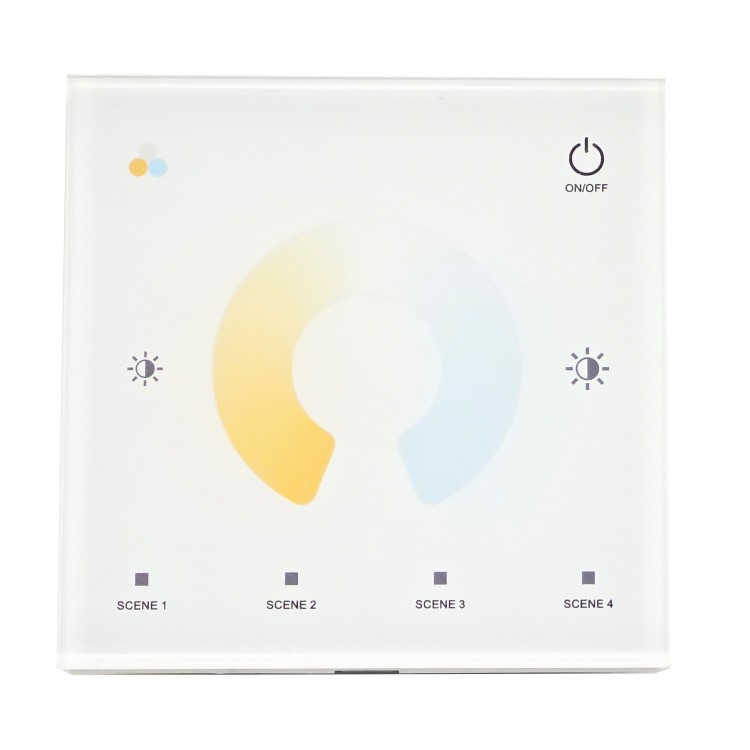 SkyDance T2-W Dotykowy panel ścienny CCT 2CH 12–48V DC (2×5A) Biały