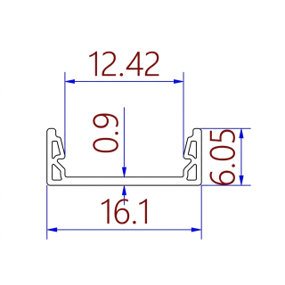 PrimoLight Profil aluminiowy anodowany slim 16x6mm srebrny klosz mleczny 2m