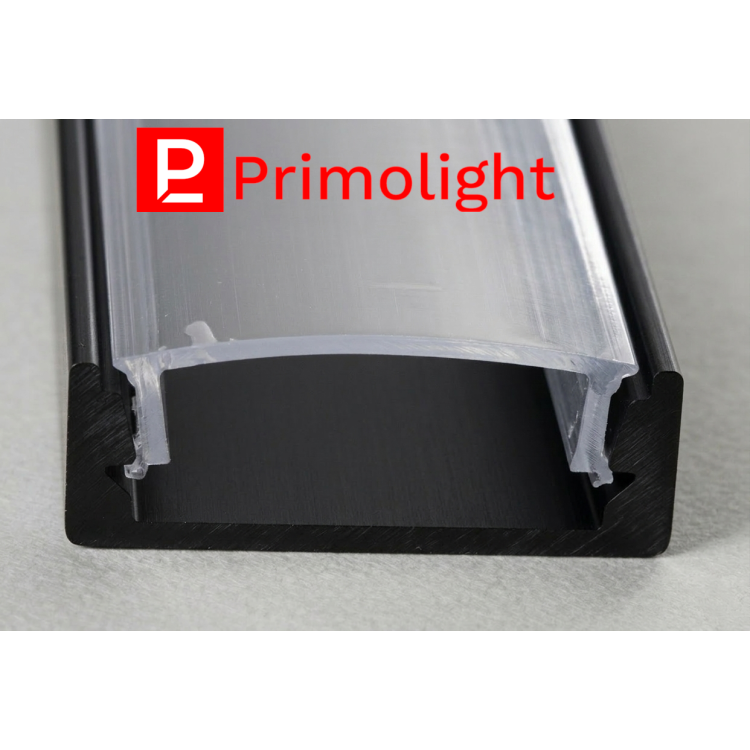 PrimoLight Profil aluminiowy anodowany slim 16x6mm czarny klosz mleczny 2m
