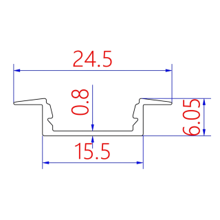 PrimoLight Profil aluminiowy wpuszczany slim 15x6mm czarny klosz mleczny 2m