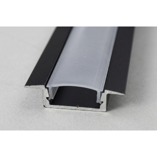 PrimoLight Profil aluminiowy wpuszczany slim 15x6mm czarny klosz mleczny 2m
