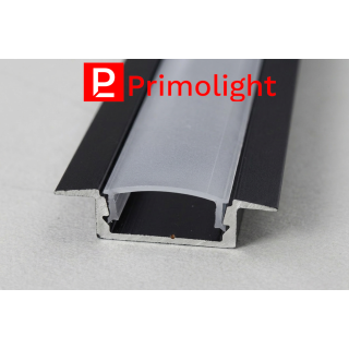 PrimoLight Profil aluminiowy wpuszczany slim 15x6mm czarny klosz mleczny 2m