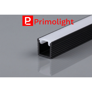 PrimoLight Profil aluminiowy wysoki 7,5x9mm czarny klosz mleczny 2m