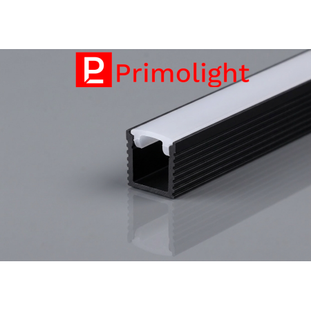 PrimoLight Profil aluminiowy wysoki 7,5x9mm czarny klosz mleczny 2m
