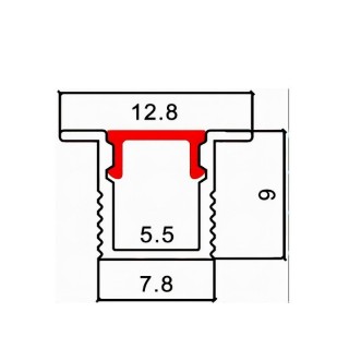 PrimoLight Profil aluminiowy wpuszczany 13x9mm czarny klosz mleczny 2m