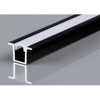 PrimoLight Profil aluminiowy wpuszczany 13x9mm czarny klosz mleczny 2m