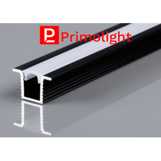 PrimoLight Profil aluminiowy wpuszczany 13x9mm czarny klosz mleczny 2m