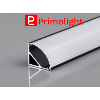 PrimoLight Profil aluminiowy narożny 13x13mm czarny klosz mleczny 2m