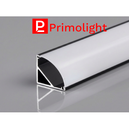 PrimoLight Profil aluminiowy narożny 13x13mm czarny klosz mleczny 2m